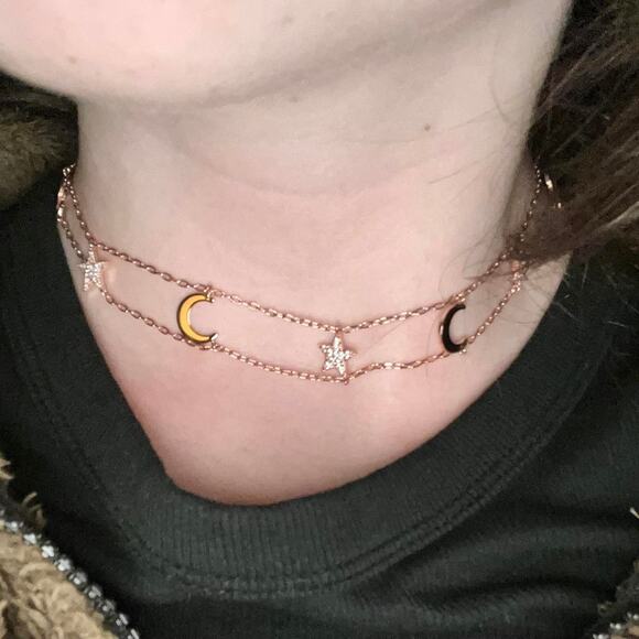 Hespera rose gold moon and stars collar necklace - Picture 1 of 4